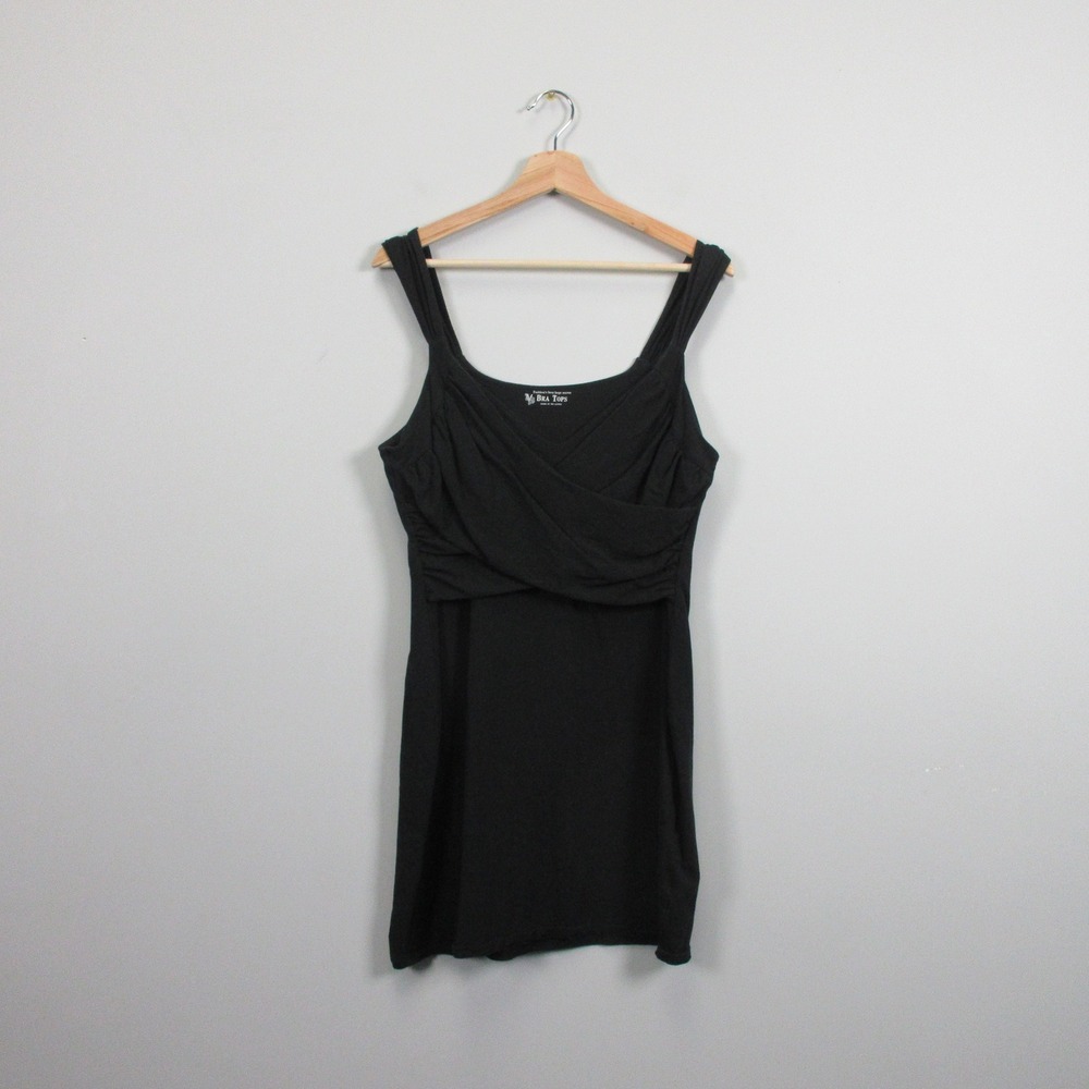 Victoria Secret Bra Tops Y2K Tank Mini Dress XL Black Built In Bra Casual XL 292
